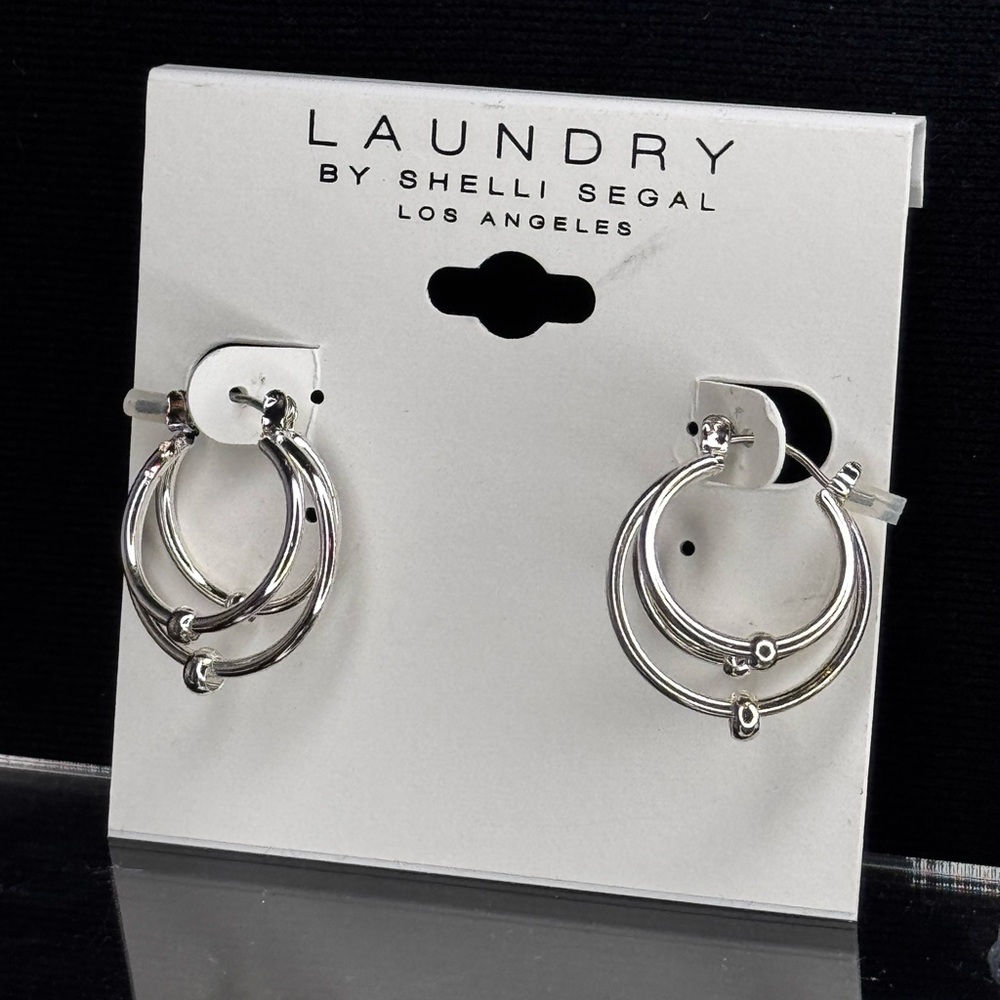 Laundry by Shelli Segal Silver Hoop Earrings - NWT .75 inch approx